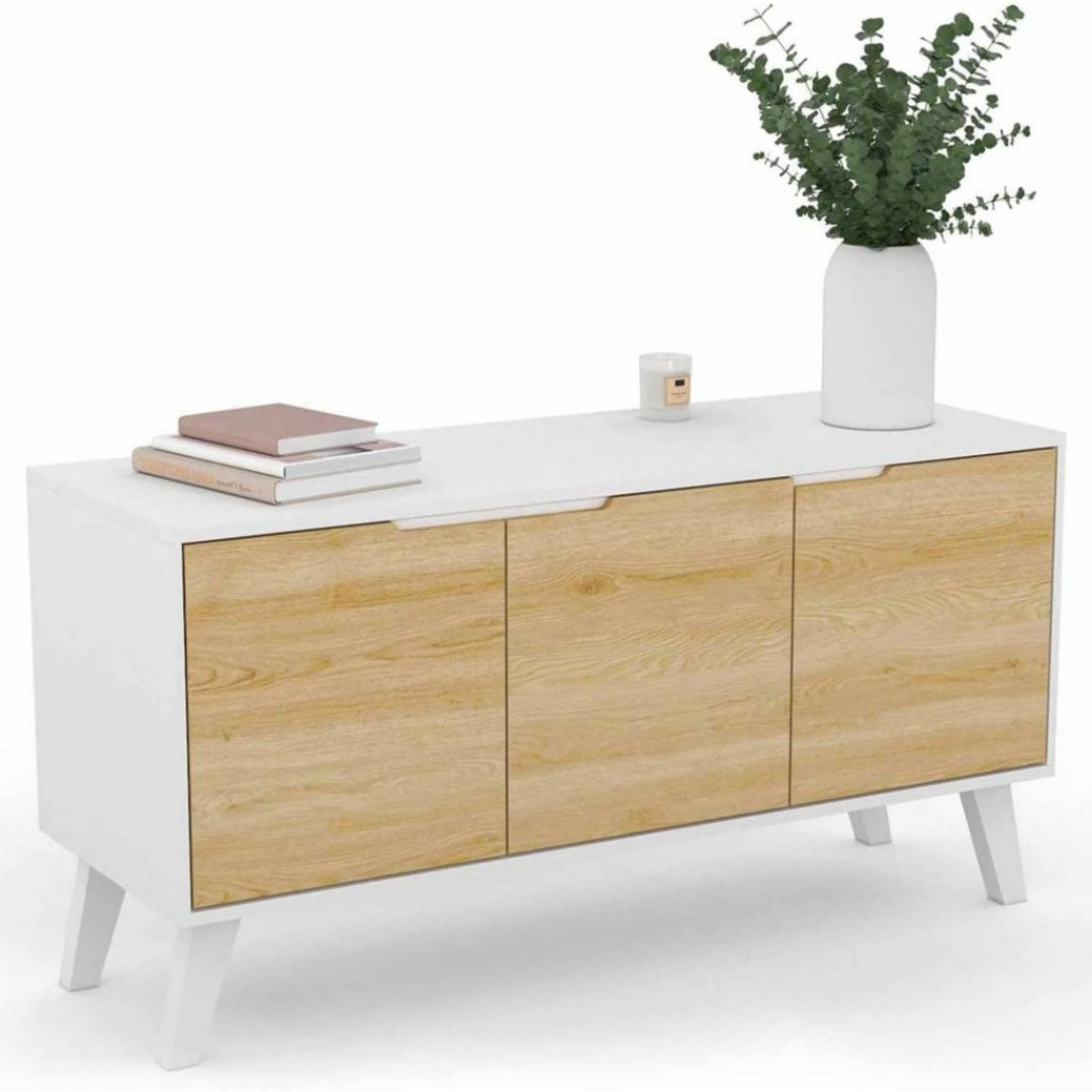 Buffet en Bois de Pin, Finition Blanc