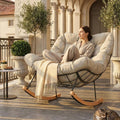 Fauteuil a Bascule en Acier, Finition Marron Cafe