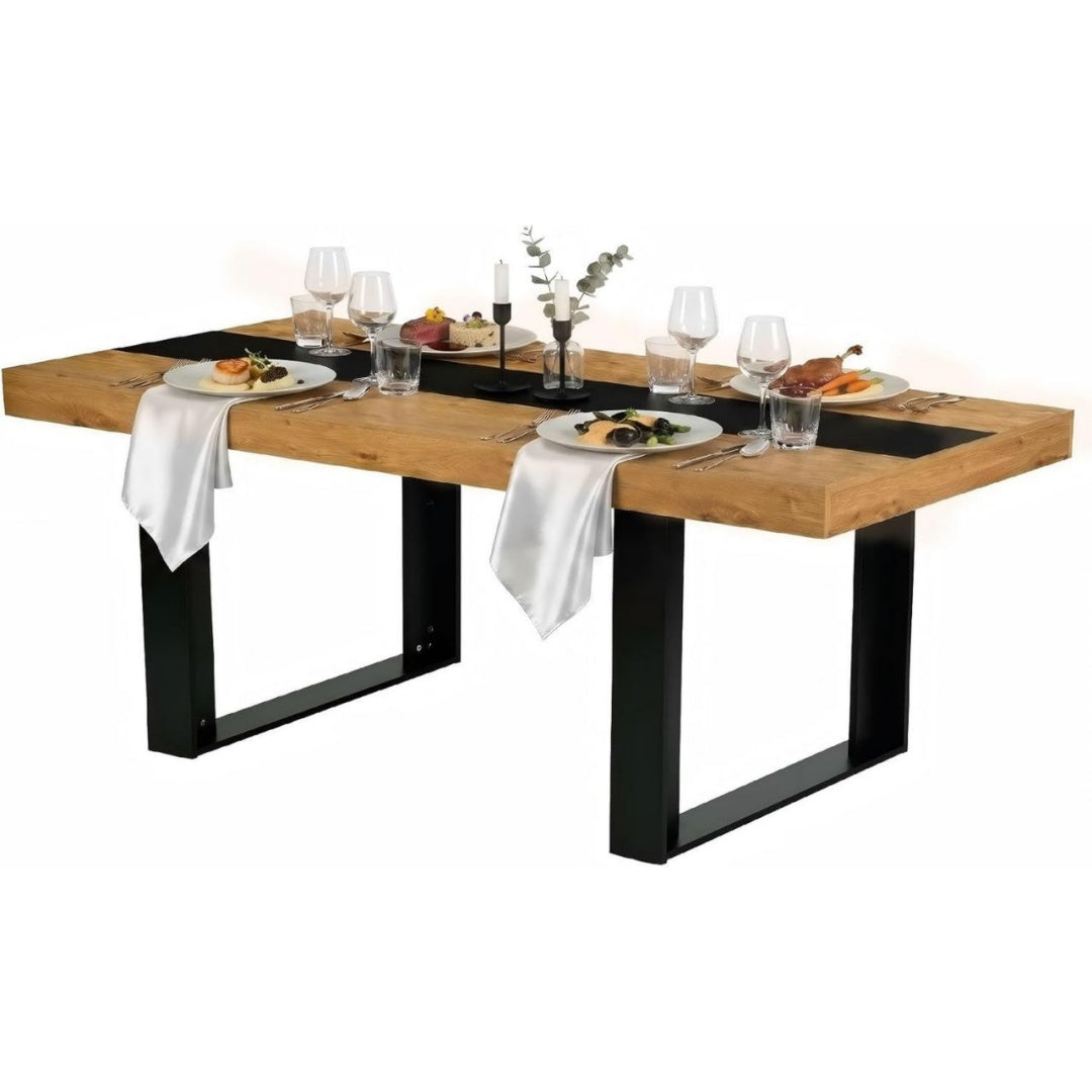 Table a Manger en Bois de Chene, Finition Noir