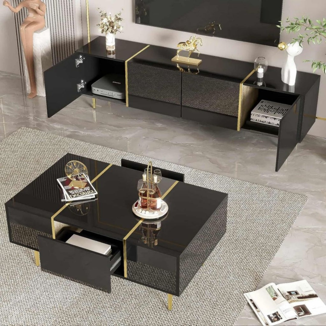 Table Basse, 170 x 35 x 46 cm, Couleur Noir