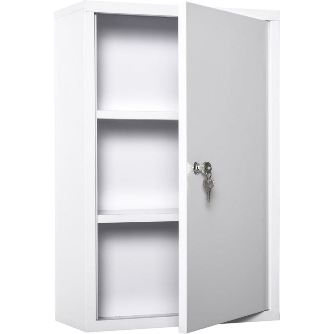 Armoire Suspendue Murale en Metal, Finition Blanc